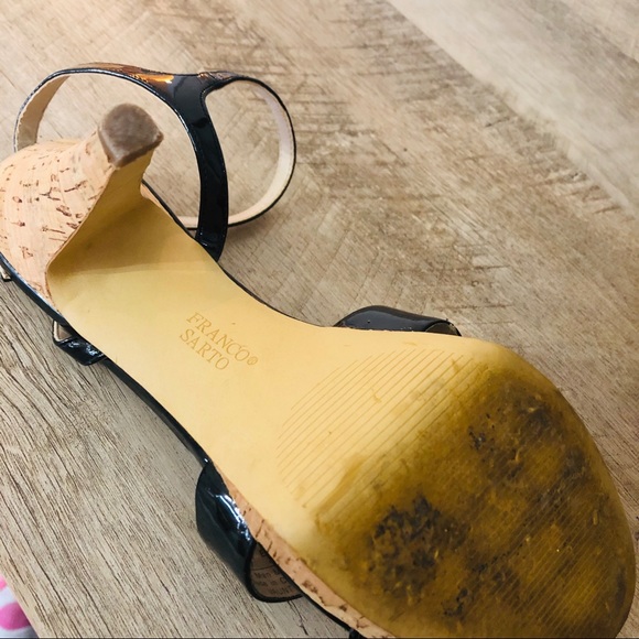 Franco Sarto Patent Sandals Cork Platform EUC - Picture 6 of 6